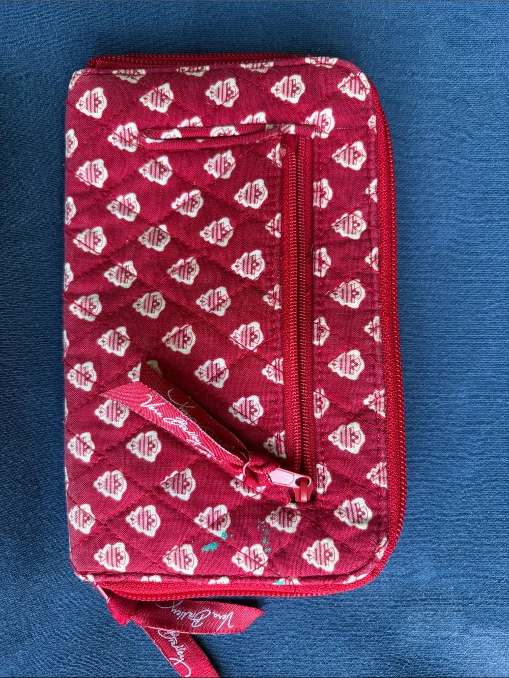 Vera Bradley Red Quilted Zip Wallet with Black Paisley Accent - Picture 3 of 12
